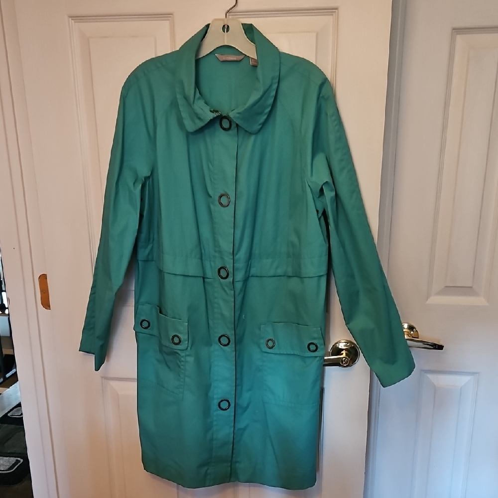 Woman's Liz Claiborne Turquoise Rain/Trench Coat